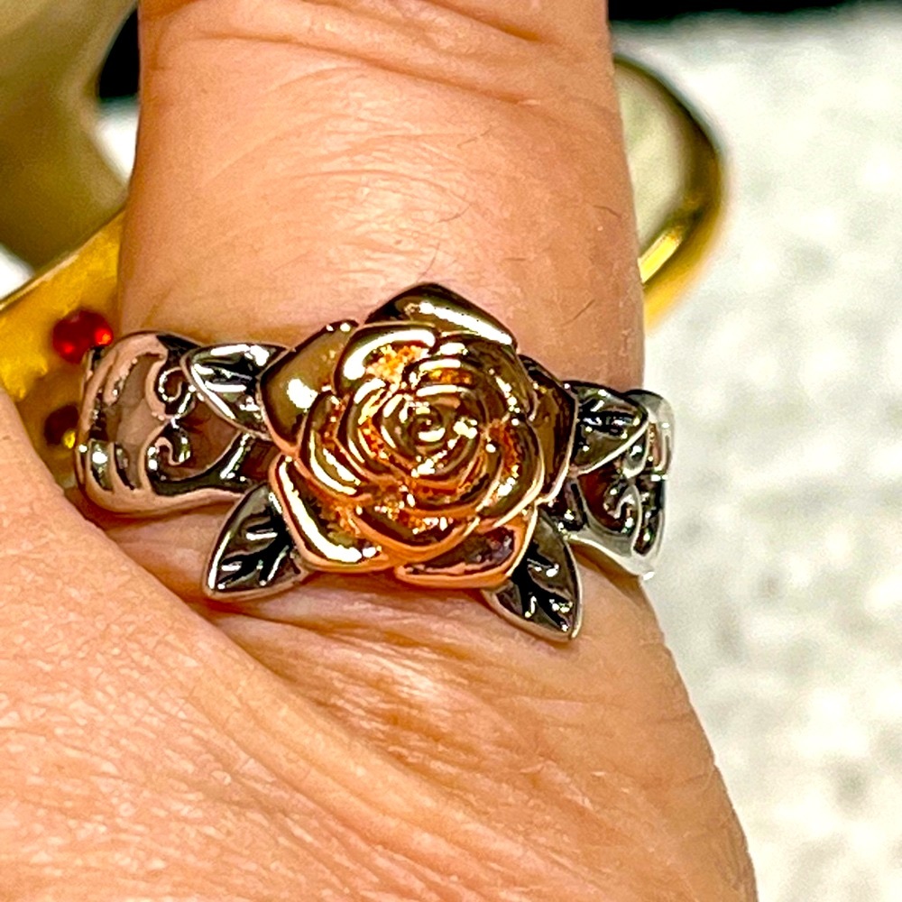 Rose Gold and Silver Floral Ring